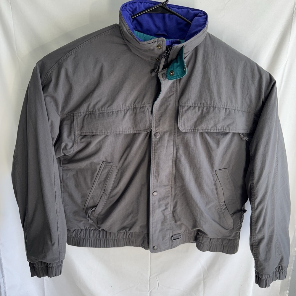 Vintage Eddie Bauer Goose‎ Down Jacket Teal Charcoal Grey Made In Korea XL VTG